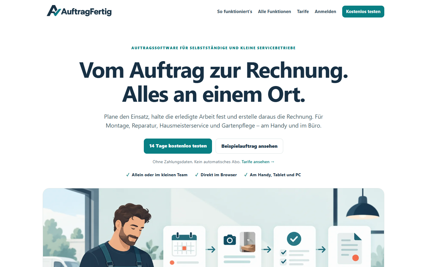 Startseite der von Peter Garthe entwickelten Auftragssoftware AuftragFertig
